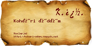 Kohári Ádám névjegykártya