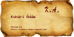 Kohári Ádám névjegykártya